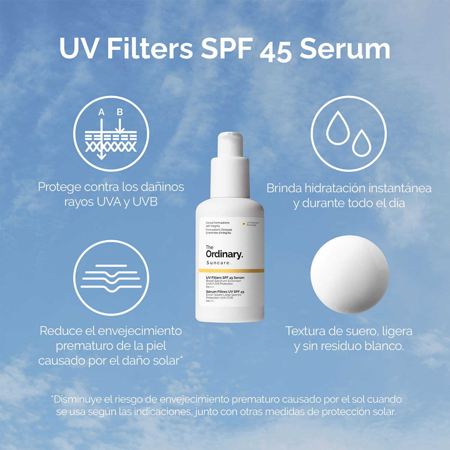 UV FILTERS SPF 45 SERUM (PROTECTOR SOLAR CON TEXTURA DE SUERO PARA TODO TIPO DE PIEL)